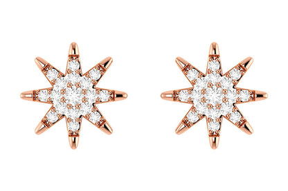 EIGHT POINT STAR STUD EARRINGS 14K SOLID GOLD 0.20CTW
