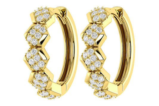 CERCEI ROTARI CU DIAMANTE EȘAGRATE, AUR MASIV DE 14K, 0.30CT