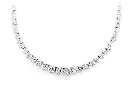 ROUND BRILLIANT DIAMOND GRADUATED TENNIS NECKLACE SOLID GOLD 9.45CTW