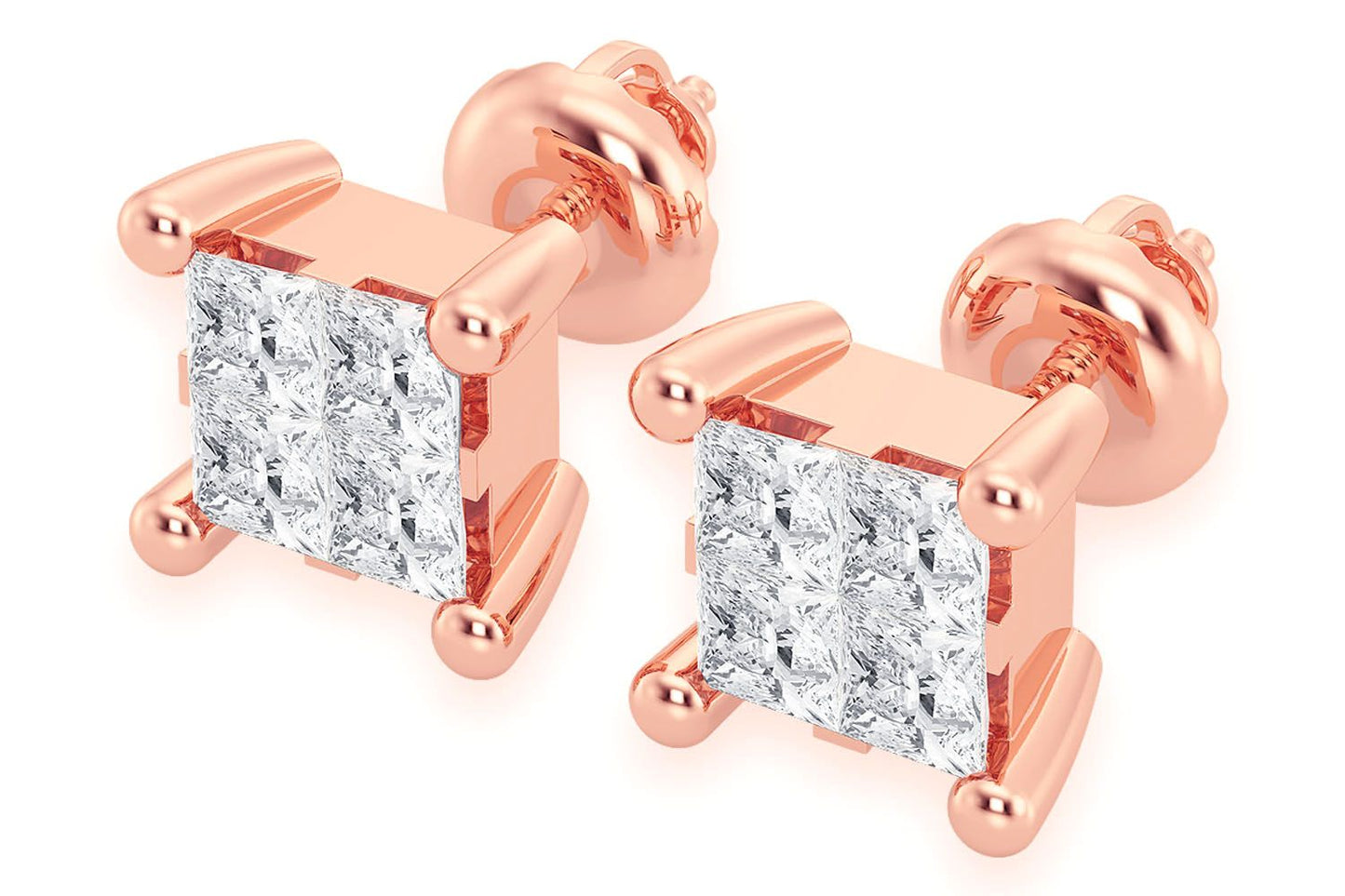 0.25CTW QUAD STUD DIAMOND EARRINGS 14K SOLID GOLD