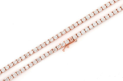 COLIER TENIS CU 5 PIELE, SET DIAMANTE, AUR MASIV DE 14K, 11.00 CT