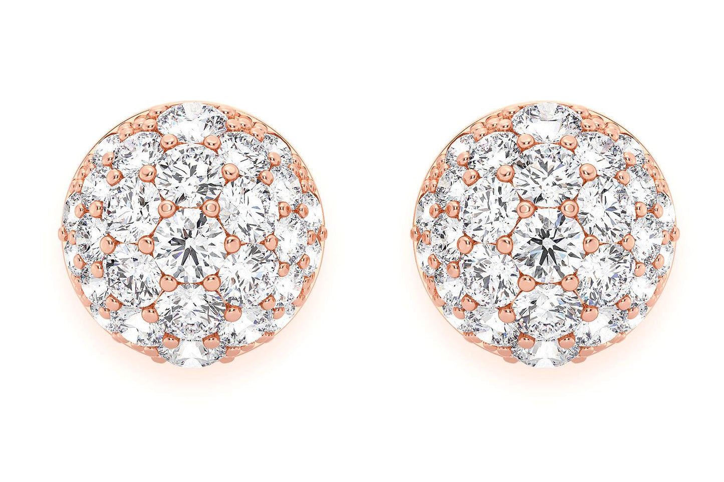 DOME DIAMOND EARRINGS 14K SOLID GOLD 0.45CTW