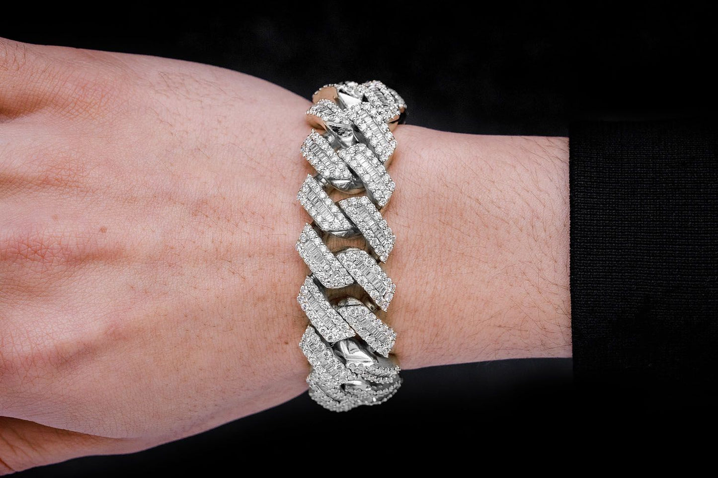 20MM RAISED BAGUETTE MIAMI CUBAN LINK DIAMOND BRACELET 14K SOLID GOLD 23.75CTW