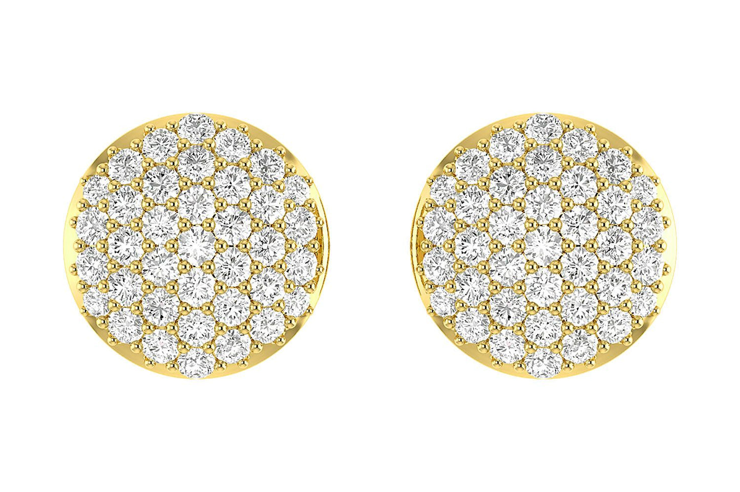 DOME DIAMOND STUD EARRINGS 14K SOLID GOLD 0.50CTW