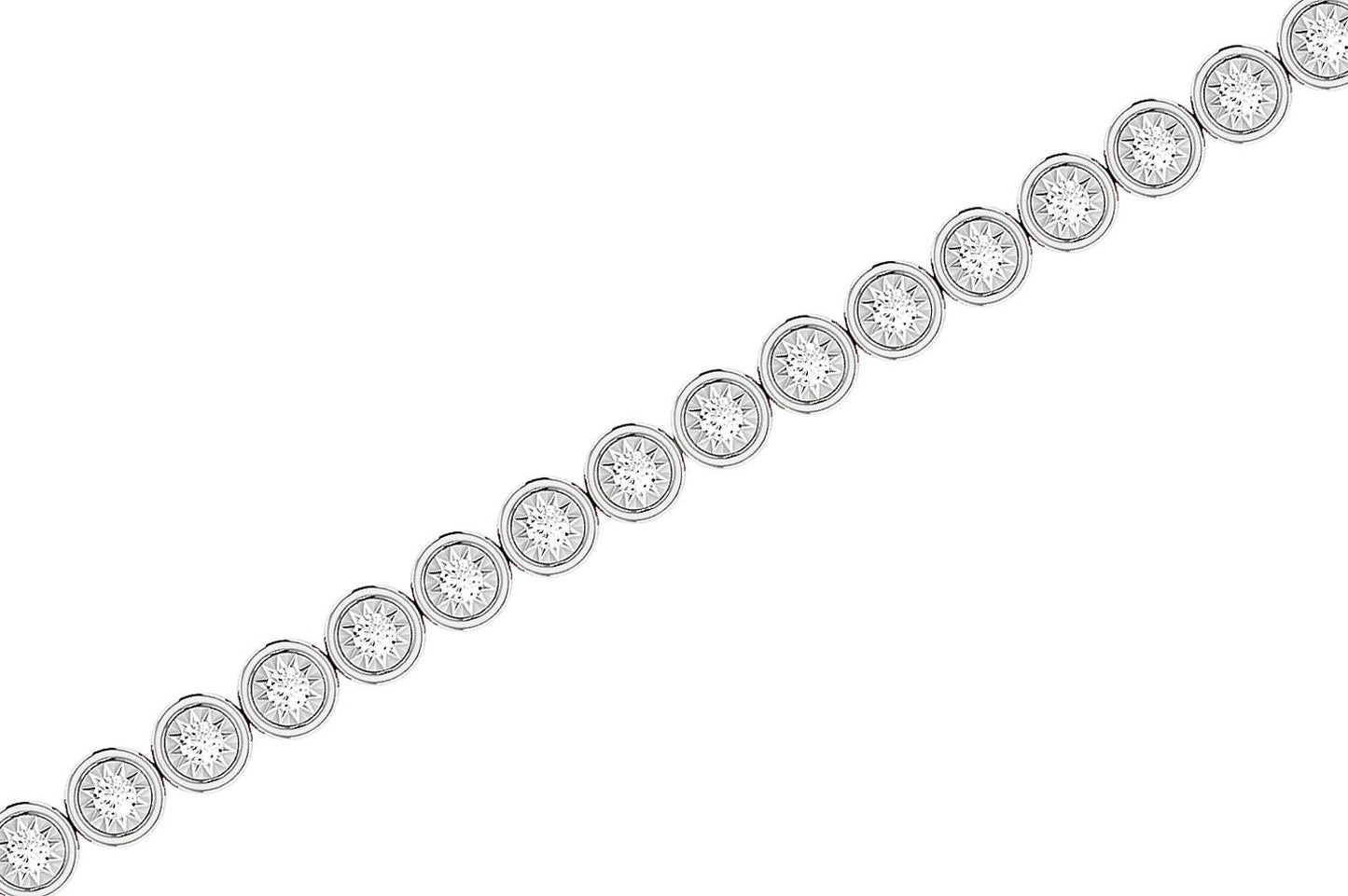 BEZEL SET MIRACLE DIAMOND TENNIS BRACELET 14K SOLID GOLD 3.00CTW