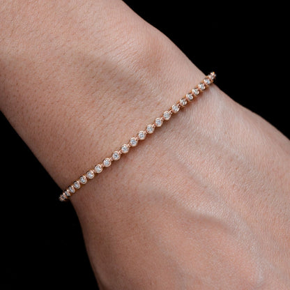 EXTENDED DIAMOND BEZEL LINK BRACELET 14K SOLID GOLD 0.80CTW
