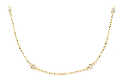 TEN STONE STATION BEZEL DIAMOND NECKLACE 14K SOLID GOLD 0.30CTW