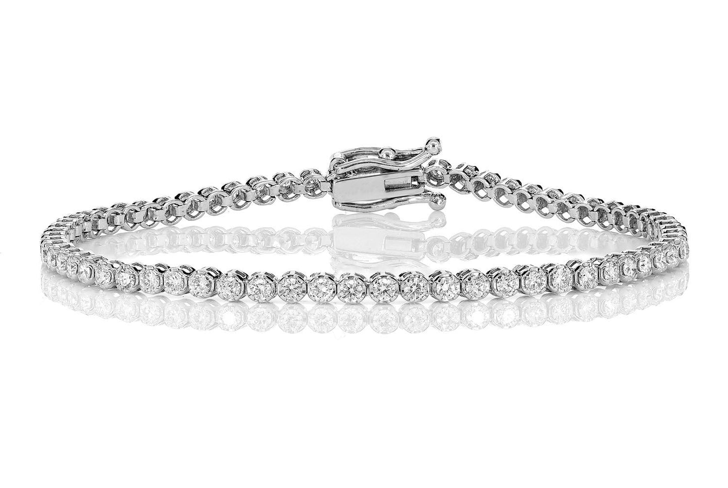 3PT CROWN SET DIAMOND TENNIS BRACELET 14K SOLID GOLD 2.00CTW