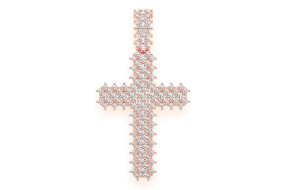 SMALL 5 ROW JAGGED CROSS DIAMOND PENDANT 14K SOLID GOLD 0.75CTW