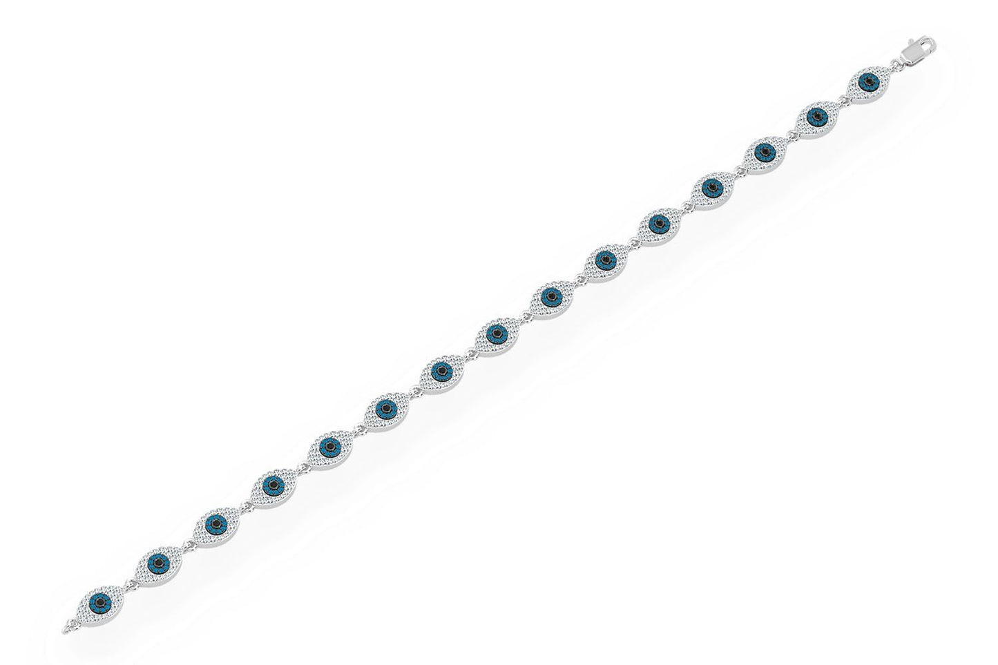 EVIL EYE ETERNITY DIAMOND BRACELET 14K SOLID GOLD 2.45CTW