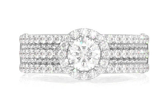 THREE ROW DIAMOND ROPE ENGAGEMENT RING - 1.00CTW