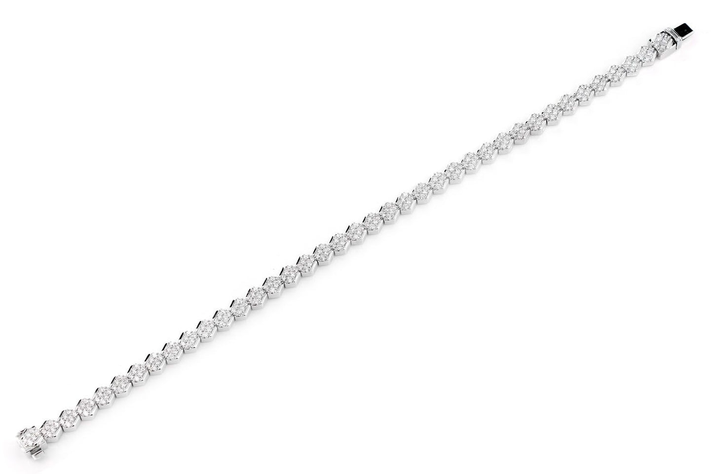 DIAGONAL HEXAGON DIAMOND LINK BRACELET 14K SOLID GOLD 2.20CTW