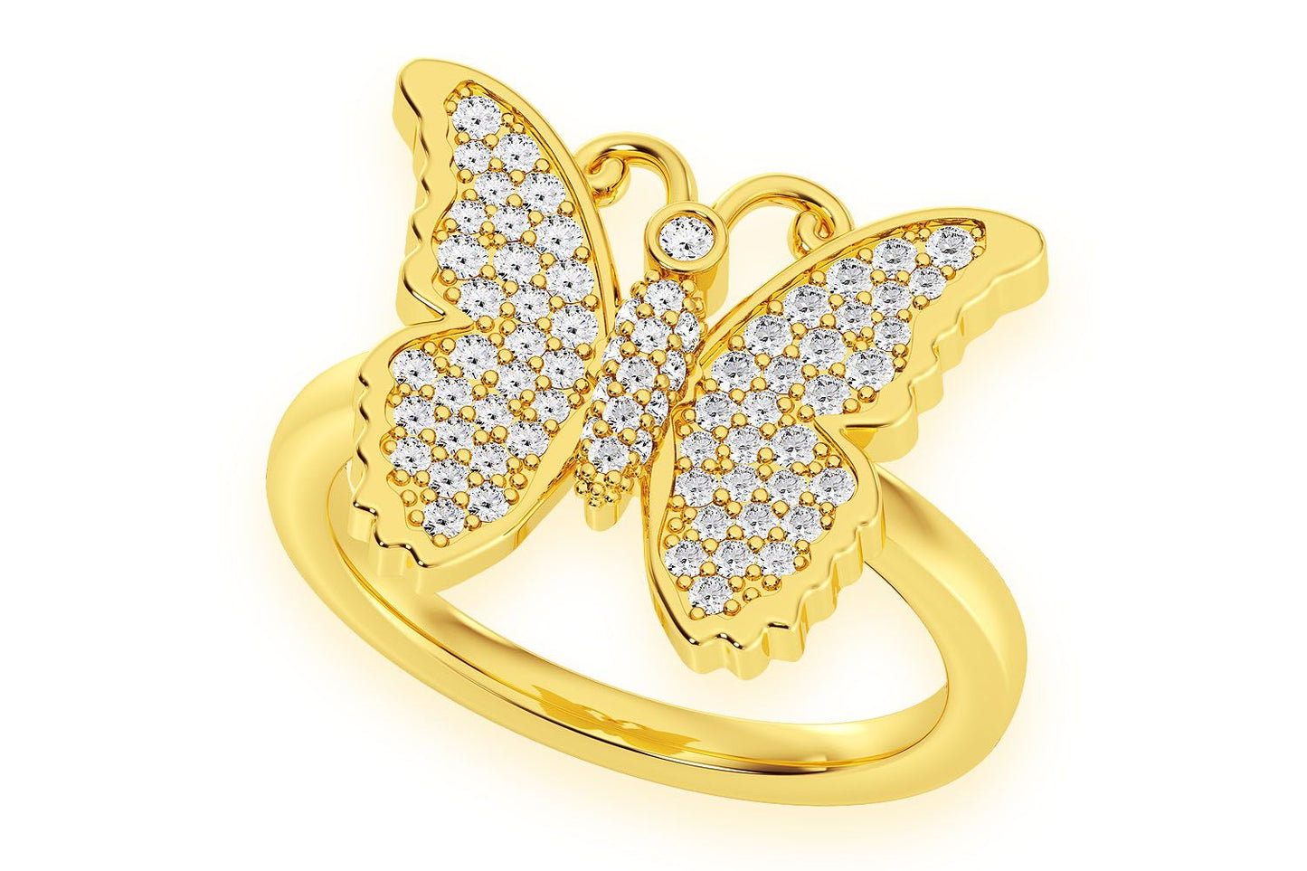 INEL CU DIAMANT FLUTURE, AUR MASIV DE 14K, 0.40CT