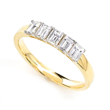 FIVE STONE BAGUETTE DIAMOND RING 14K SOLID GOLD 0.80CTW