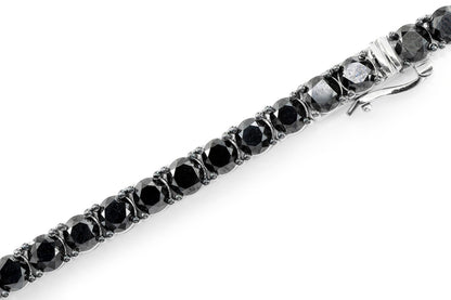 BLACK DIAMOND PRONG SET TENNIS NECKLACE 14K SOLID GOLD 62.25CTW