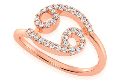 CANCER ZODIAC DIAMOND RING 14K SOLID GOLD 0.20CTW