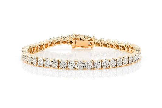 9PT MIRACLE SET DIAMOND TENNIS BRACELET 14K SOLID GOLD 4.50CTW