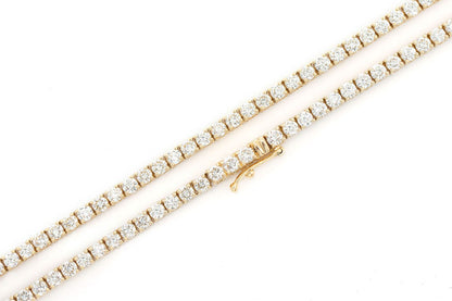 COLIER TENIS CU 5 PIELE, SET DIAMANTE, AUR MASIV DE 14K, 11.00 CT