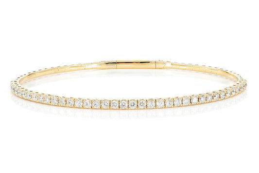 4PT PRONG SET DIAMOND TENNIS BRACELET FLEX BANGLE 1.50CTW 14K SOLID GOLD