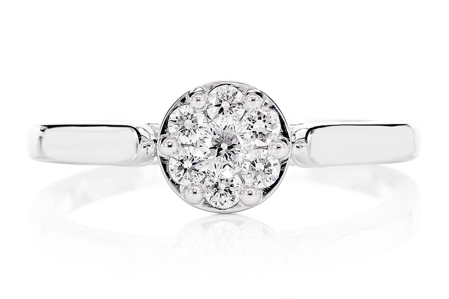 CATHEDRAL ROUND CLUSTER DIAMOND ENGAGEMENT RING 14 SOLID GOLD - 0.25CTW
