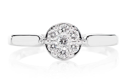 CATHEDRAL ROUND CLUSTER DIAMOND ENGAGEMENT RING 14 SOLID GOLD - 0.25CTW