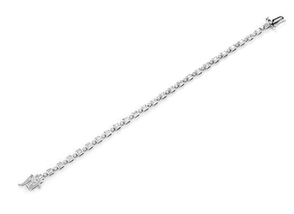 DIAMOND BAGUETTE AND ROUND BEZEL ALTERNATING LINK BRACELET 14K SOLID GOLD 1.20CTW