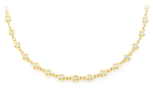 ETERNITY ROUND BEZEL SET DIAMOND NECKLACE 14K SOLID GOLD 2.25CTW