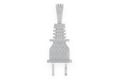 ELECTRIC PLUG DIAMOND PENDANT 14K SOLID GOLD 2.15CTW