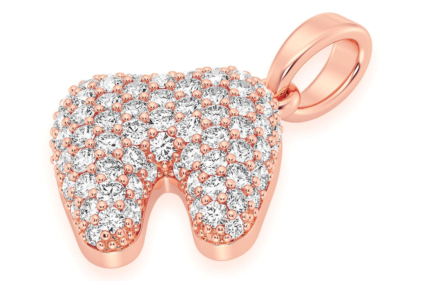 PANDANT DINTE CU DIAMANT ȘI DENTIST, AUR MASIV DE 14K, 0,50 CT