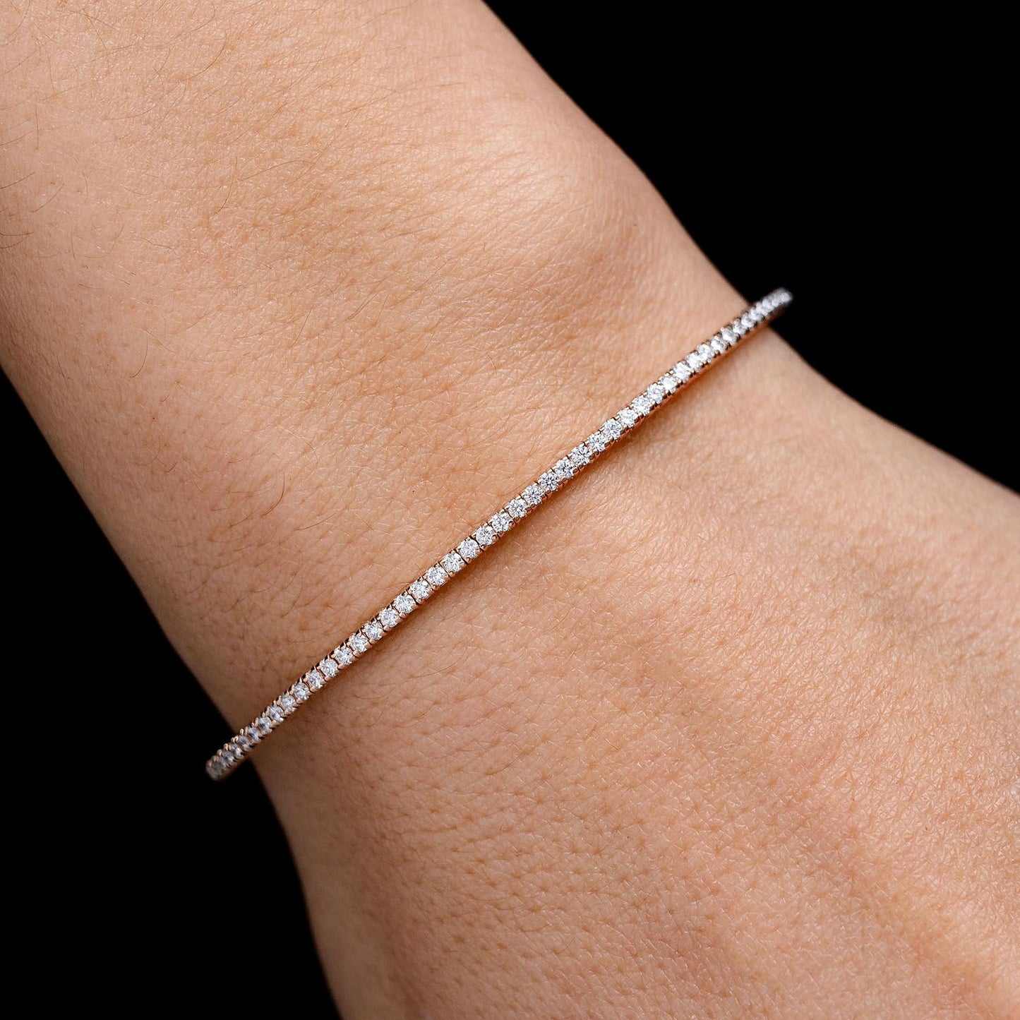 BRĂȚARĂ TENIS FLEXIBILĂ CU DIAMANTE, SET PRONG, AUR MASIV DE 14K, 0.70CT