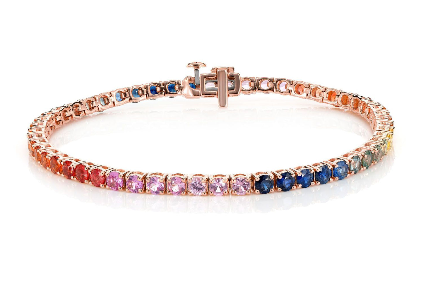 RAINBOW SAPPHIRE BRACELET 14K SOLID GOLD 7.30CTW