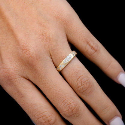 GYPSY SET DIAMOND CLUSTER BAND RING 14K SOLID GOLD 0.33CTW
