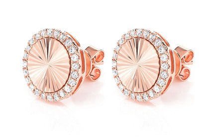 STARBURST DISC DIAMOND HALO STUD EARRINGS 14K SOLID GOLD 0.35CTW