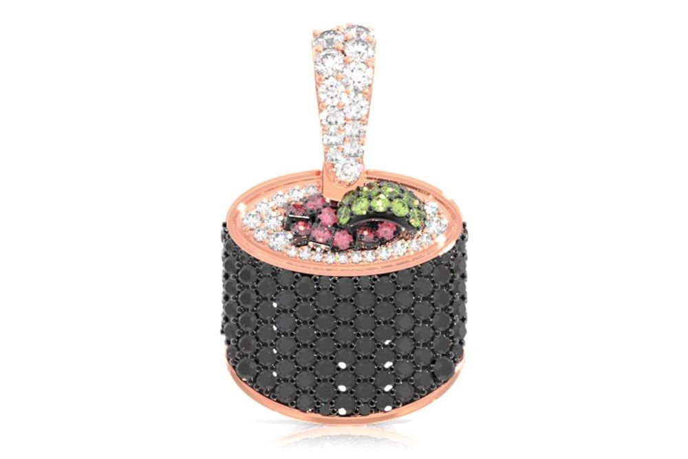 PANDANT SUSHI ROLL CU DIAMANT AUR MASIV DE 14K 0.60CT