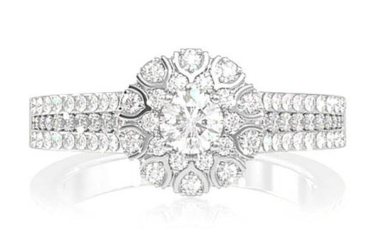 INEL DE LOGODNĂ CU DIAMANTE WISHBONE HALO 0.60CTW - AUR MASIV DE 14K