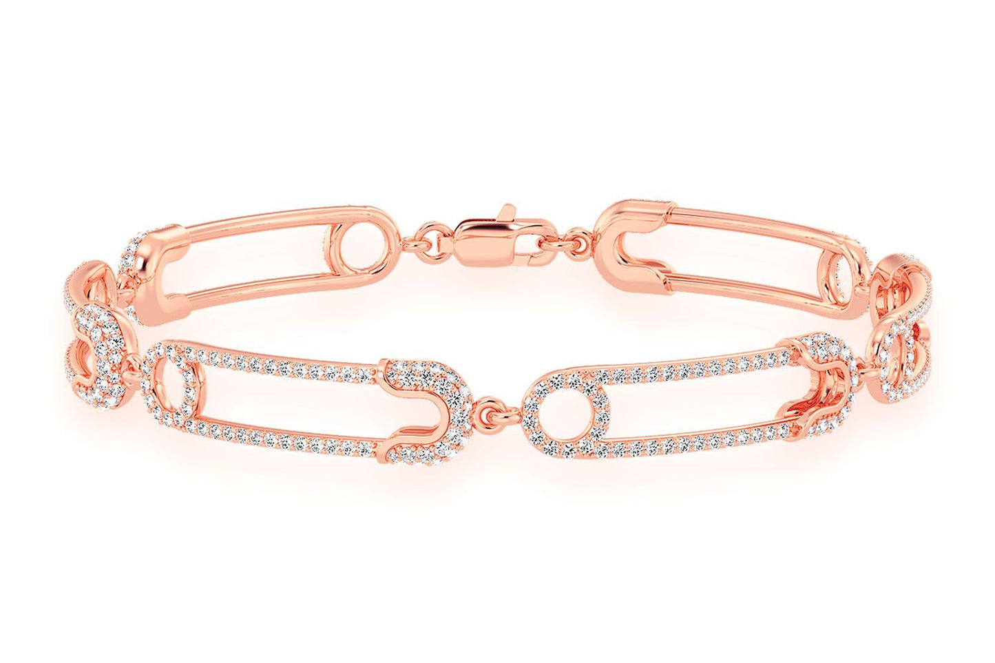PAPERCLIP CONTOUR DIAMOND BRACELET 14K SOLID GOLD 2.75CTW