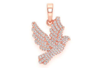 DOVE DIAMOND PENDANT 14K SOLID GOLD 0.60CTW
