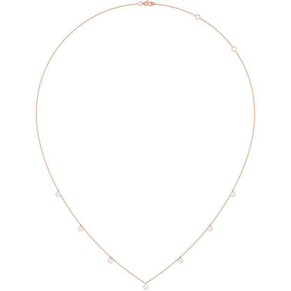 DIAMOND DISC STATION NECKLACE 14K SOLID GOLD 0.20CTW