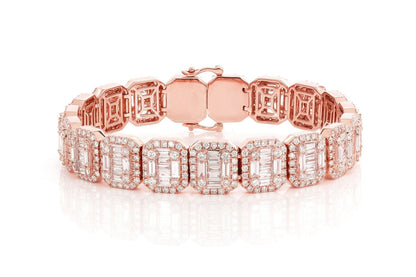 BAGUETTE RAISED RECTANGULAR LINK BRACELET 14K   19.00CTW