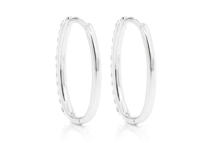 OVAL HALF HOOP DIAMOND EARRINGS 14K SOLID GOLD 0.25CTW