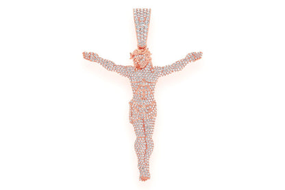 JESUS CRUCIFIX DIAMOND PENDANT 14K SOLID GOLD 3.30CTW