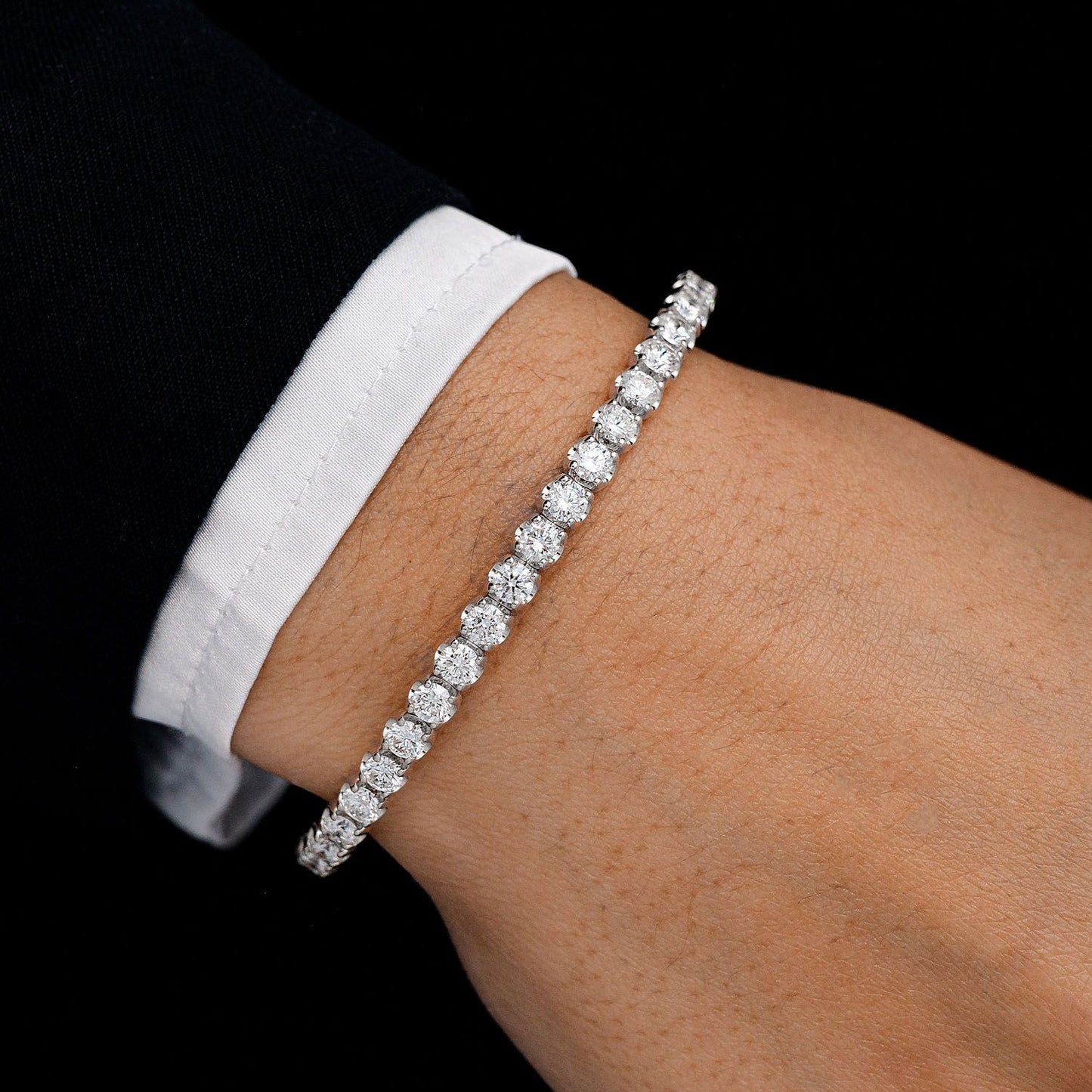 15PT DIAMOND FLEX BANGLE TENNIS BRACELET 3.75CTW 14K SOLID GOLD