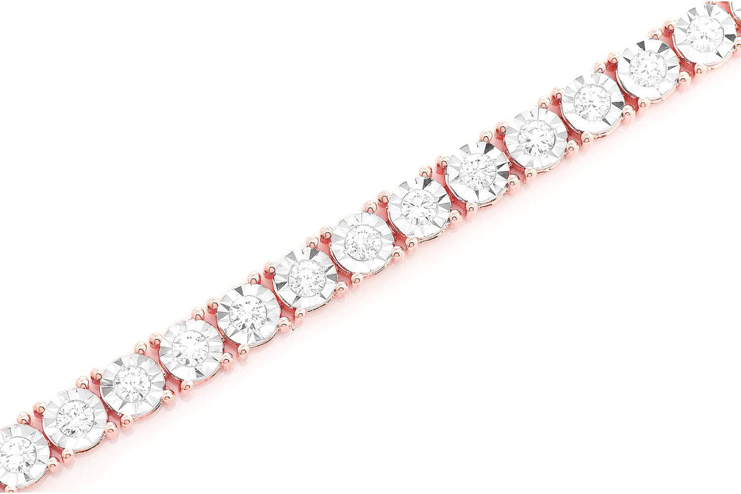 12PT MIRACLE SET DIAMOND TENNIS BRACELET 14K SOLID GOLD 4.15CTW