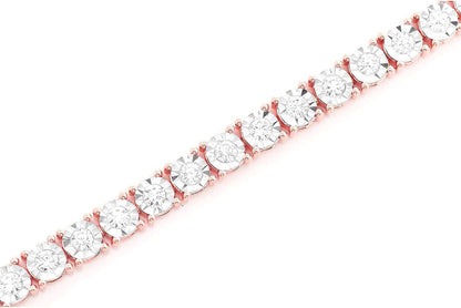 12PT MIRACLE SET DIAMOND TENNIS BRACELET 14K SOLID GOLD 4.15CTW