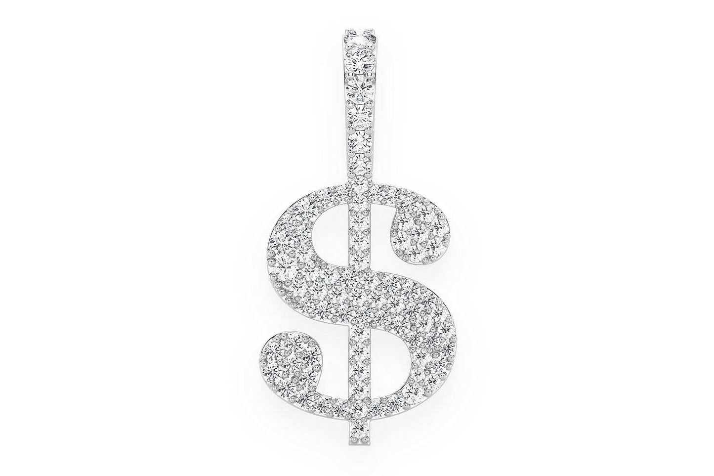 US DOLLAR SIGN DIAMOND PENDANT 14K SOLID GOLD 0.25CTW