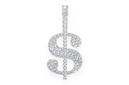 US DOLLAR SIGN DIAMOND PENDANT 14K SOLID GOLD 0.25CTW