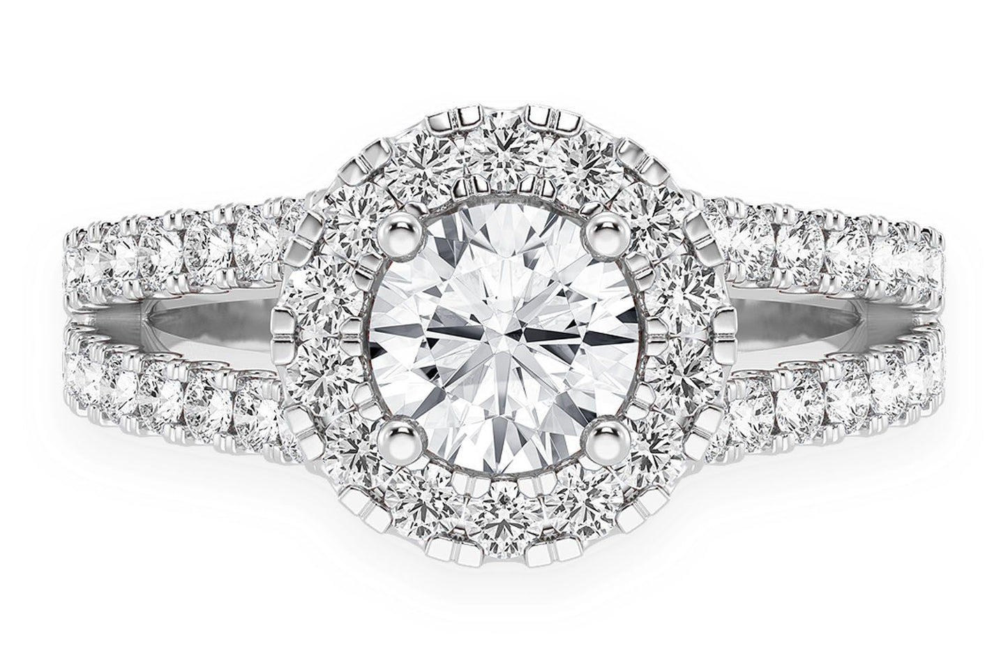 SPHINX - .75CT SOLITAIRE ROUND - SPLIT SHANK HALO - DIAMOND ENGAGEMENT RING
