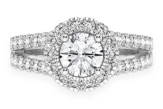 SPHINX - .75CT SOLITAIRE ROUND - SPLIT SHANK HALO - DIAMOND ENGAGEMENT RING