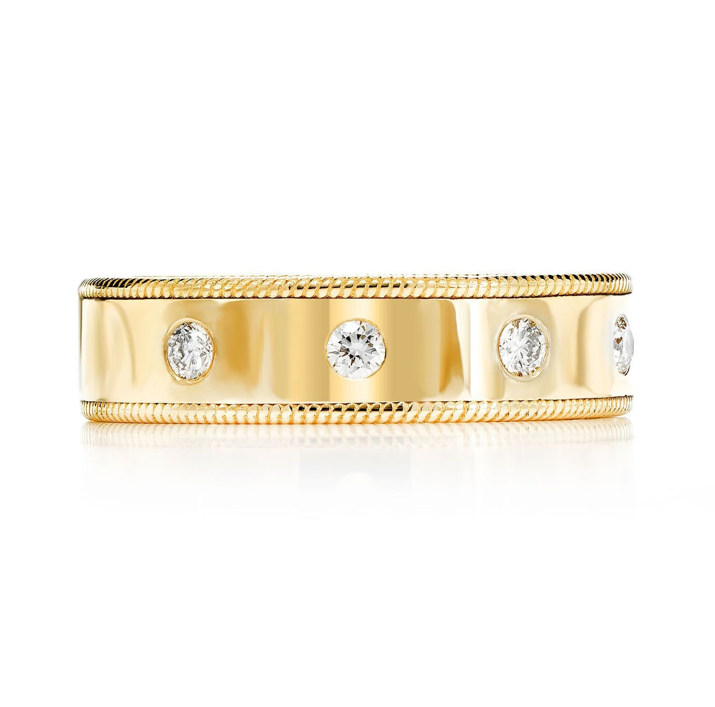 BORDER DETAIL GYPSY SET DIAMOND BAND RING 14K SOLID GOLD 0.45CTW