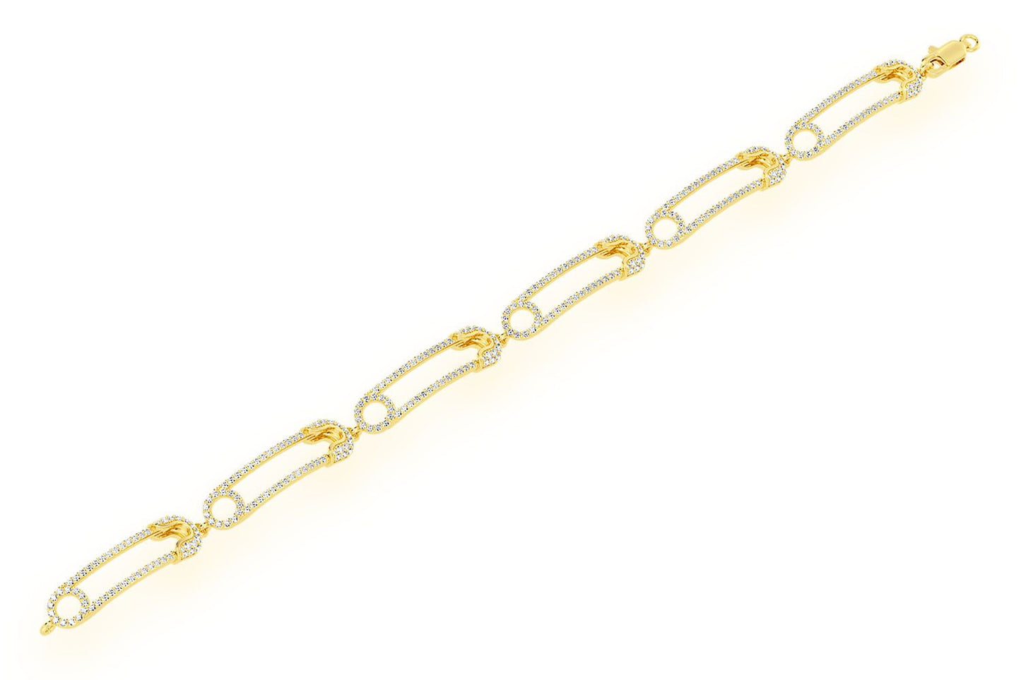 PAPERCLIP CONTOUR DIAMOND BRACELET 14K SOLID GOLD 2.75CTW